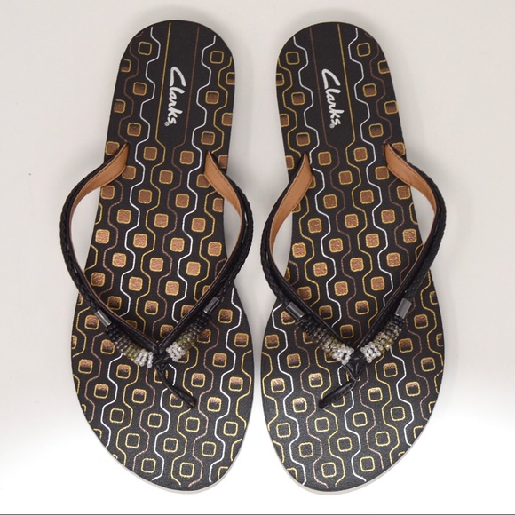 clarks beaded flip flops
